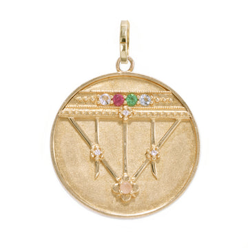 Large (25mm) Lace Shield Medallion - "Dream" - 5 Stones