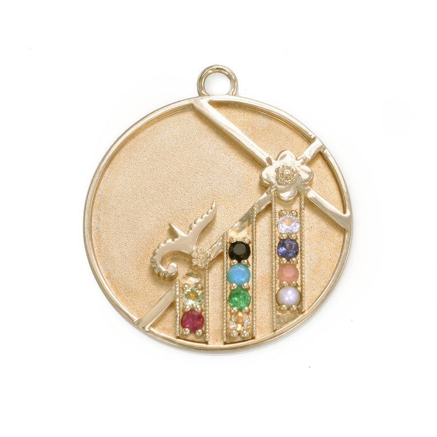 Large (25mm) Mountain Medallion - "Protection" Message - 10 Stones
