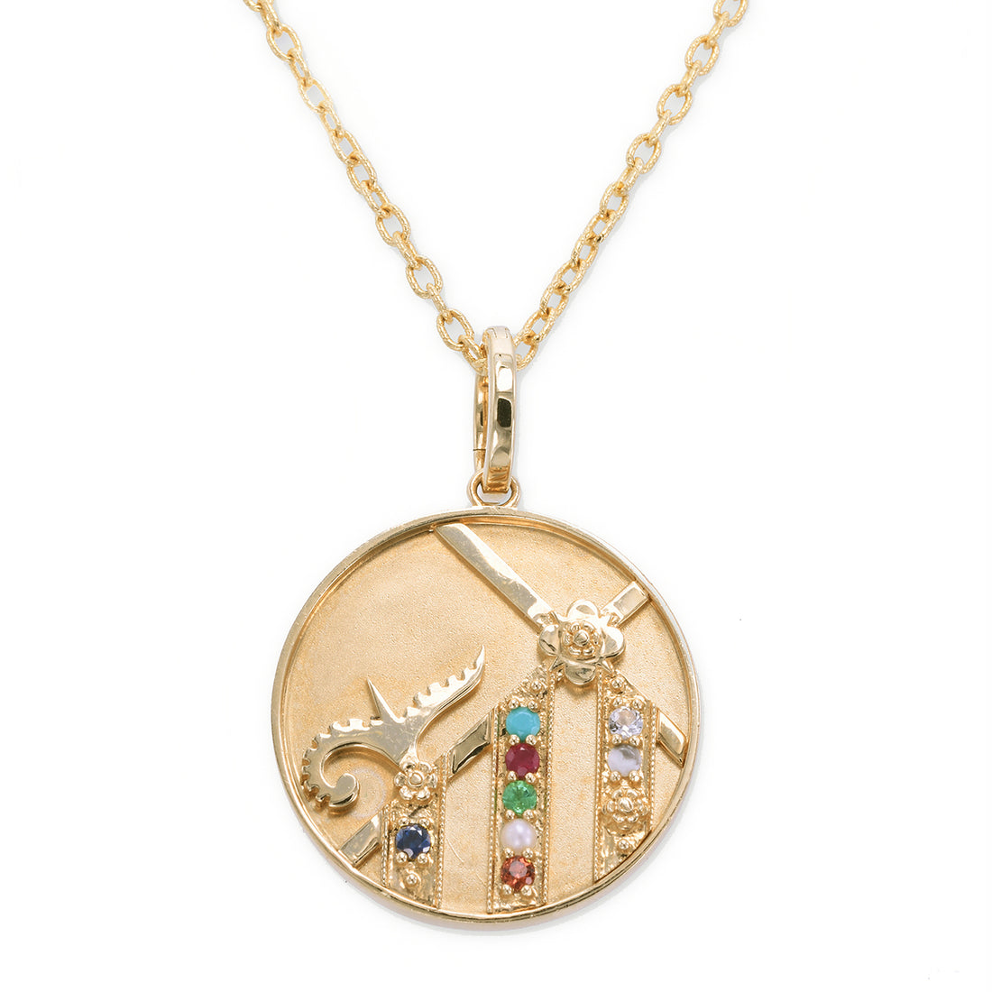 Large (25mm) Mountain Medallion - "Strength" Message - 8 Stones