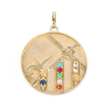 Large (25mm) Mountain Medallion - "Strength" Message - 8 Stones