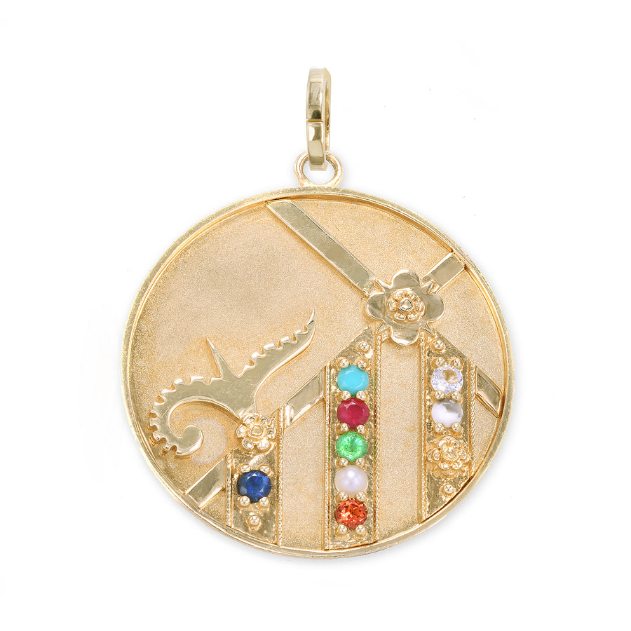 Large (25mm) Mountain Medallion - "Strength" Message - 8 Stones