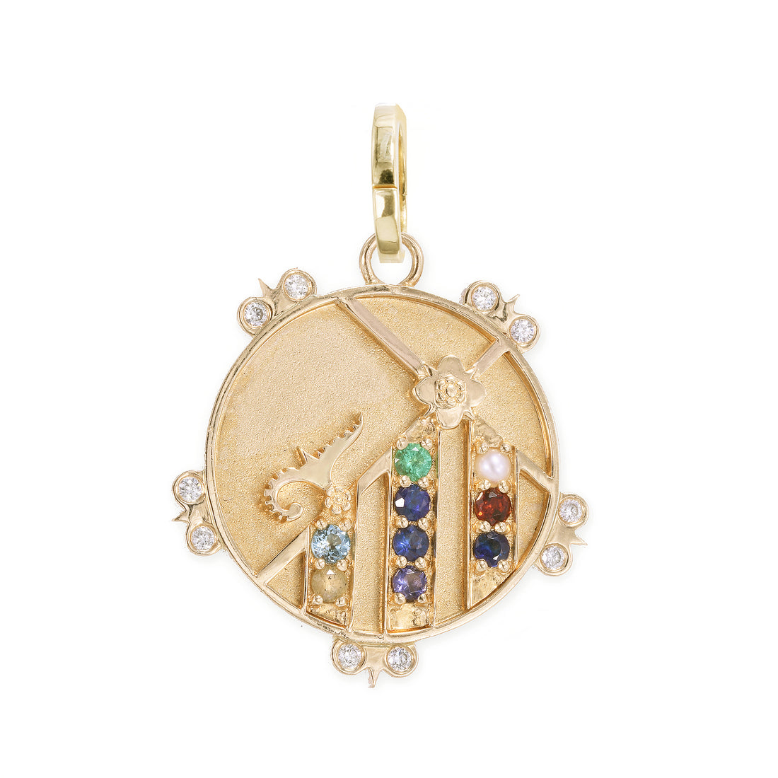 Medium (20mm) Mountain Medallion With Florets - "Blessings" Message - 9 Stones