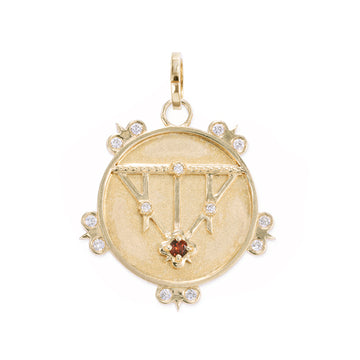 Small (18mm) Lace Shield Medallion with Diamond Florets - 1 Stone or Birthstone