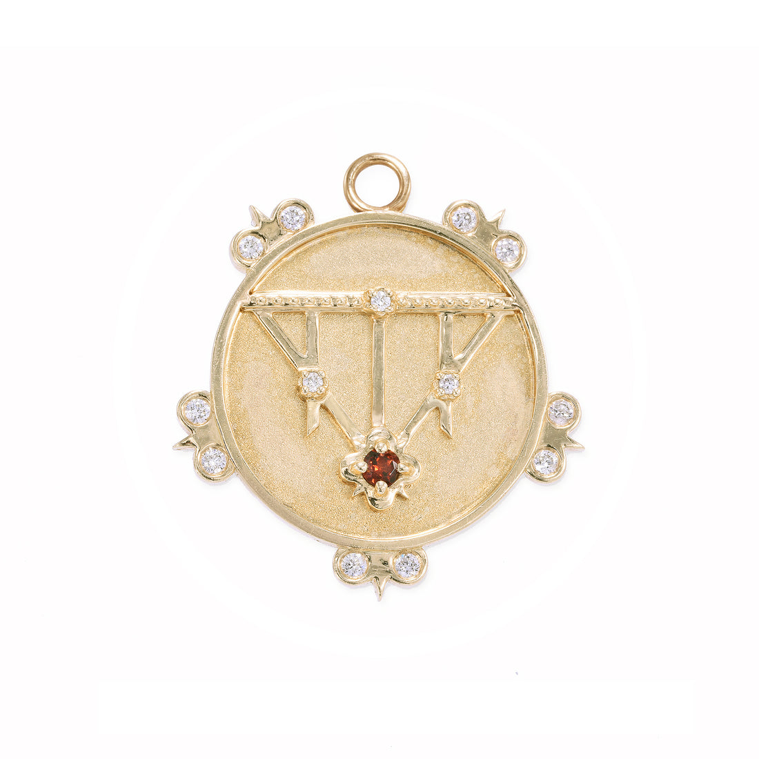 Small (18mm) Lace Shield Medallion with Diamond Florets - 1 Stone or Birthstone