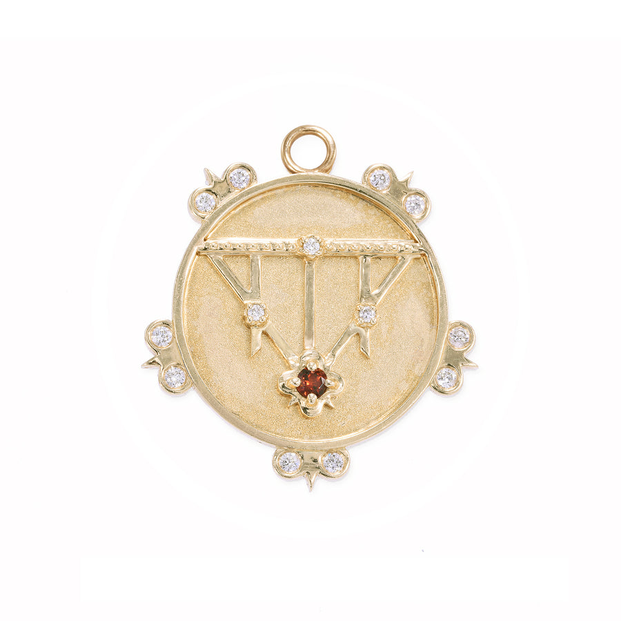 Small (18mm) Lace Shield Medallion with Diamond Florets - 1 Stone or Birthstone