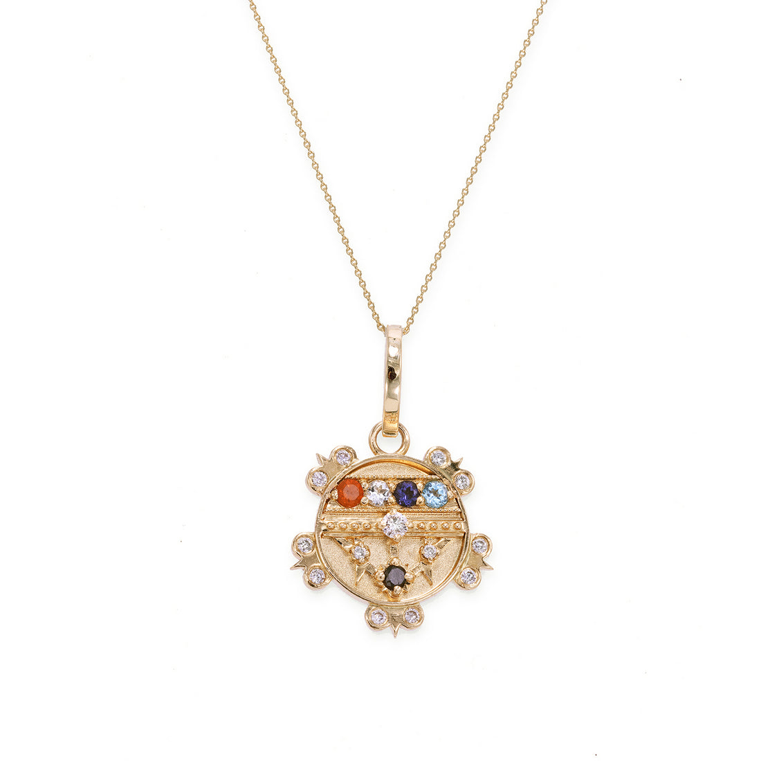 Mini (12mm) Lace Shield Medallion With Florets - "Faith" - 5 Stones