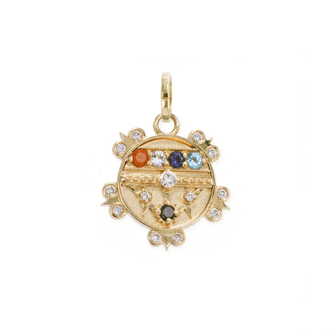 Mini (12mm) Lace Shield Medallion With Florets - "Faith" - 5 Stones