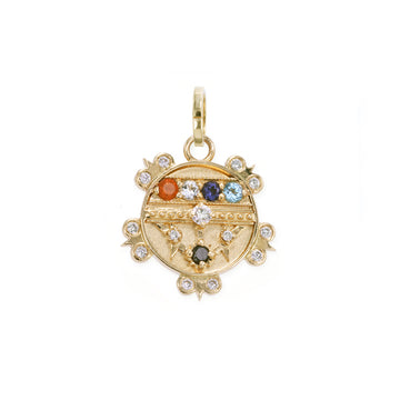 Mini (12mm) Lace Shield Medallion With Florets - "Faith" - 5 Stones