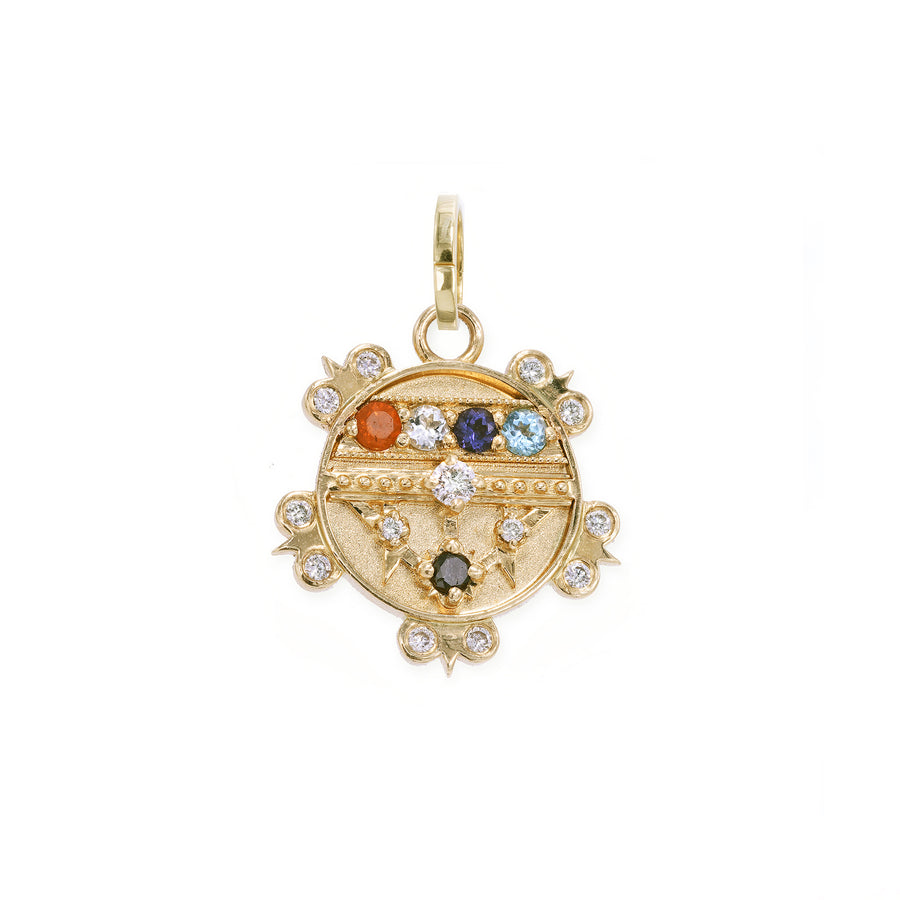 Mini (12mm) Lace Shield Medallion With Florets - "Faith" - 5 Stones