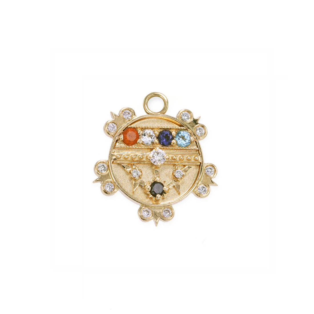Mini (12mm) Lace Shield Medallion With Florets - "Faith" - 5 Stones