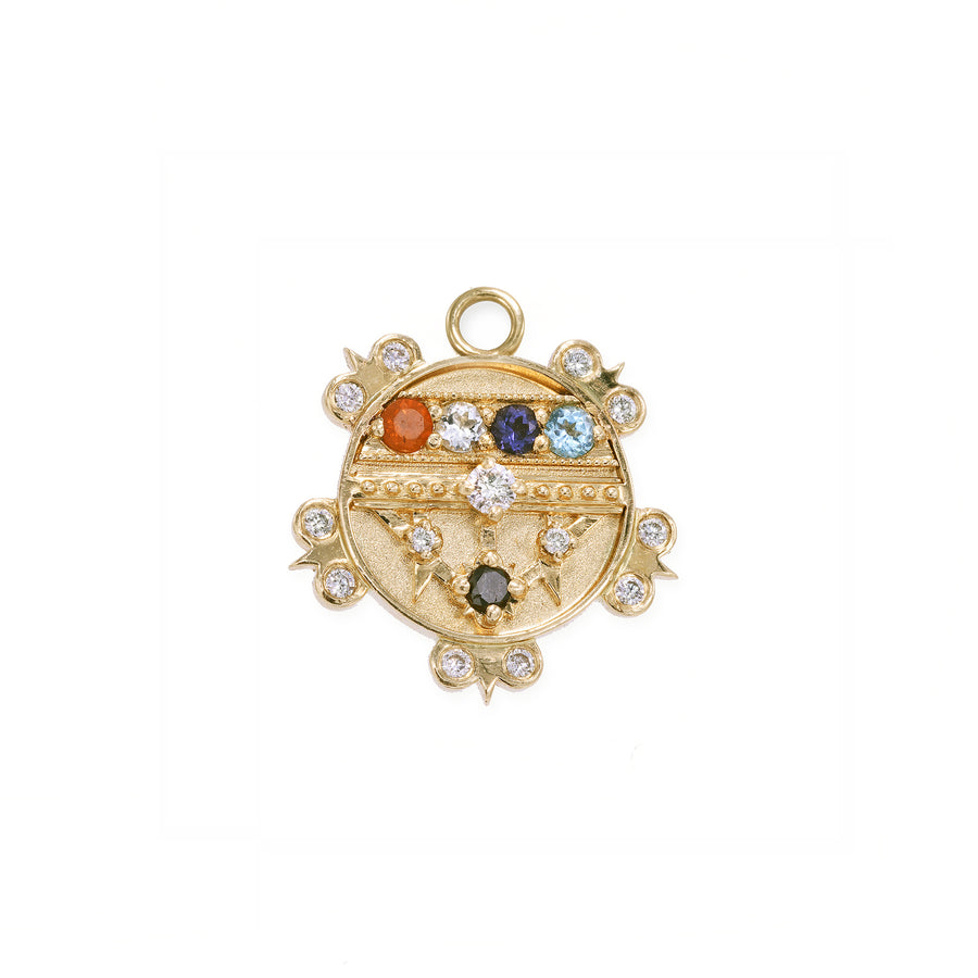 Mini (12mm) Lace Shield Medallion With Florets - "Faith" - 5 Stones