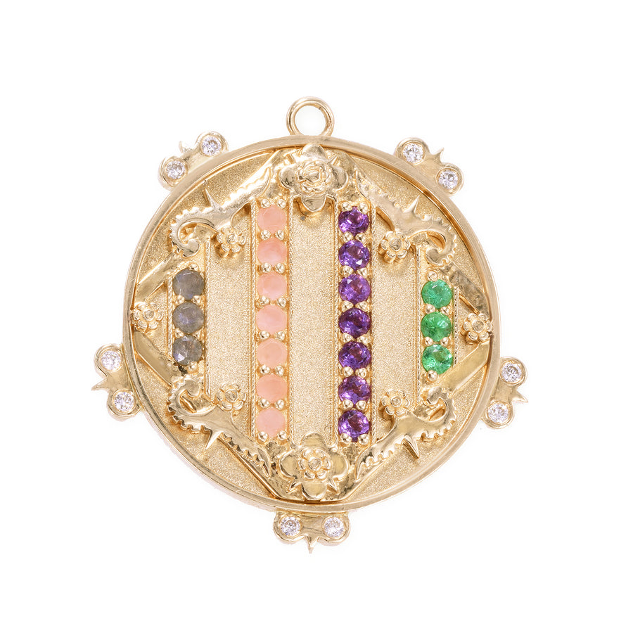Large (25mm) Gateway Medallion With Florets - "Love" - 20 Stones
