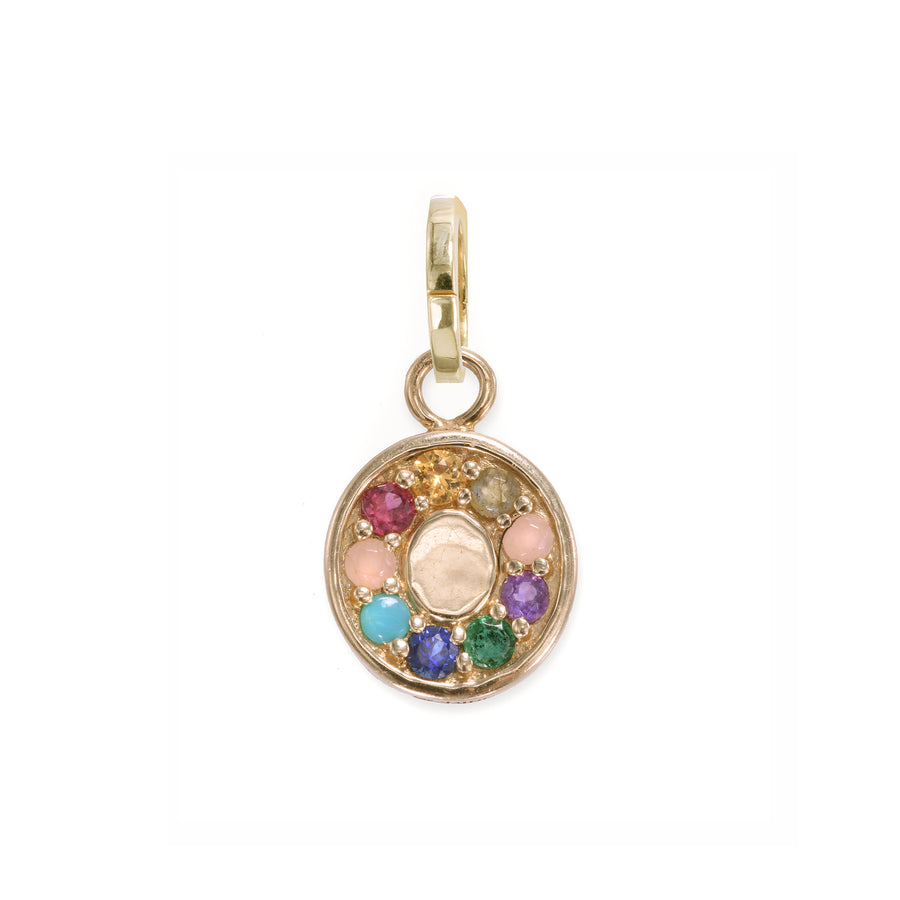 Rainbow Compass Medallion - "Love Story"  Message - 9 Stones