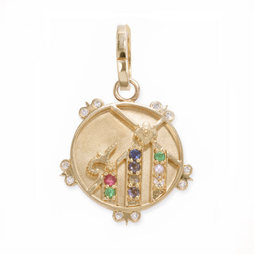 Medium (20mm) Mountain Medallion With Florets - "Resilient" Message - 9 Stones