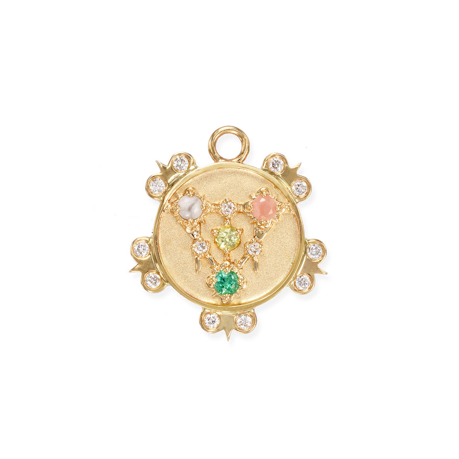 Mini Lace Shield Medallion With Florets - "Hope" - 4 Stones