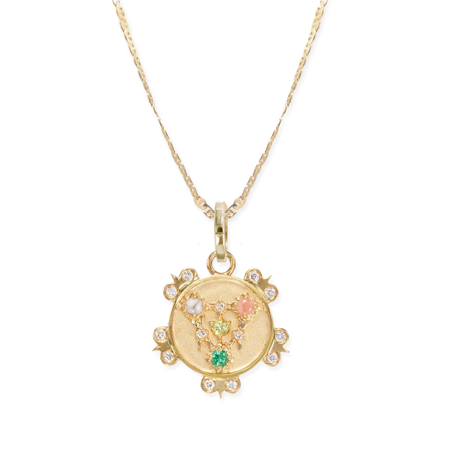 Mini Lace Shield Medallion With Florets - "Hope" - 4 Stones