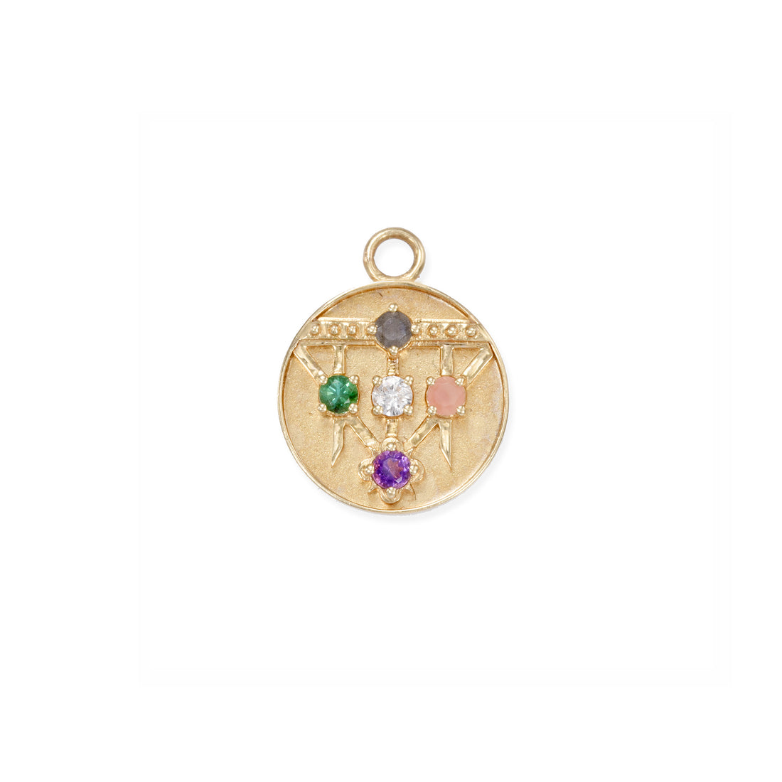 Mini (12mm) Lace Shield Medallion - "Loved" - 5 Stones