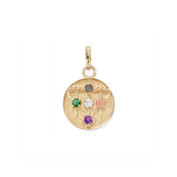 Mini (12mm) Lace Shield Medallion - "Loved" - 5 Stones