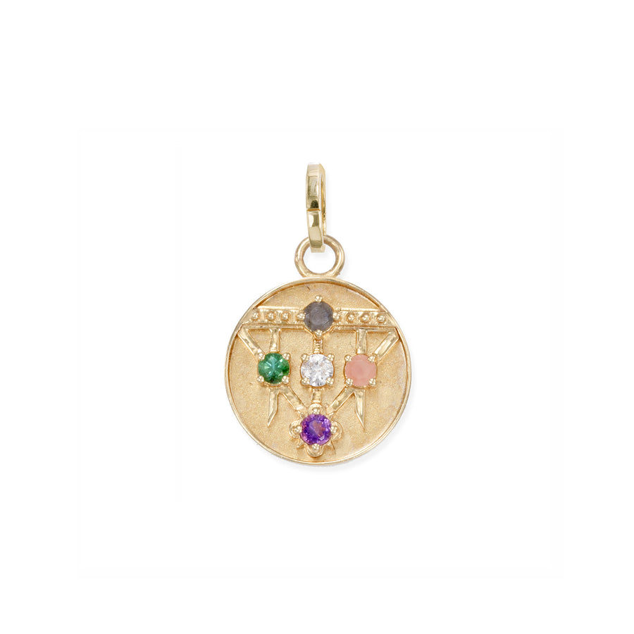 Mini (12mm) Lace Shield Medallion - "Loved" - 5 Stones