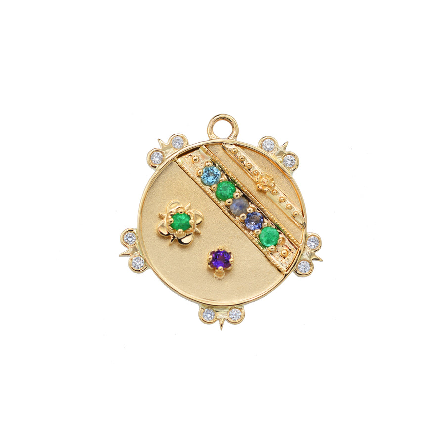 Small Lily Medallion With Florets - 7 Stones - "Believe"
