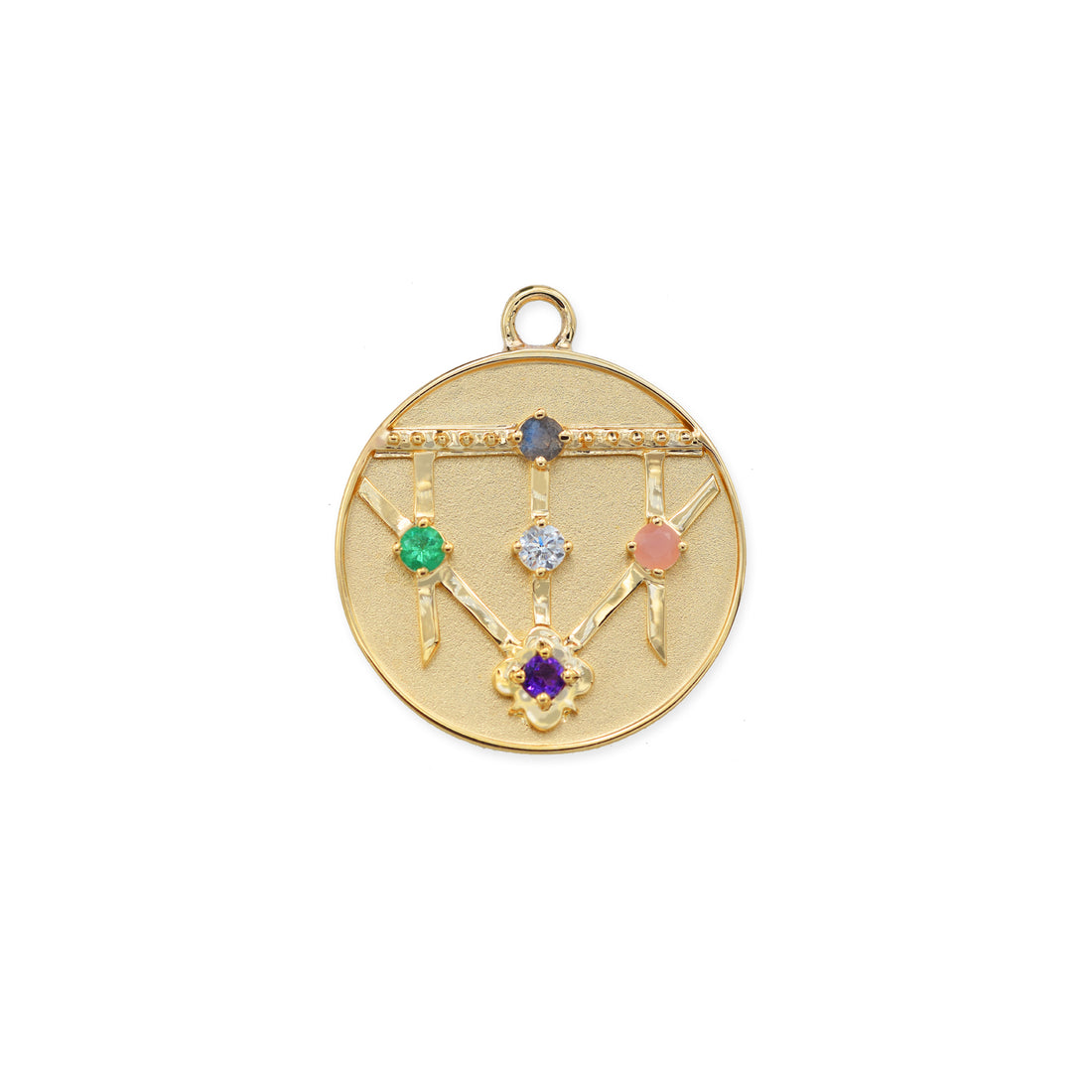 Small Lace Shield Medallion - "Love" - 4 Stones