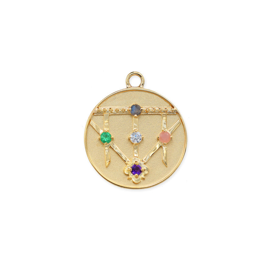 Small Lace Shield Medallion - "Love" - 4 Stones