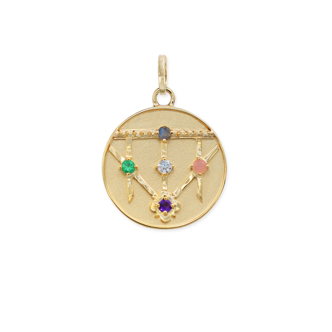 Small Lace Shield Medallion - "Love" - 4 Stones