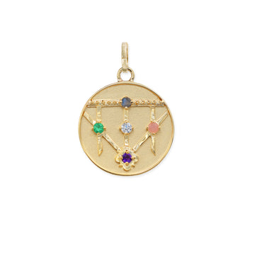 Small Lace Shield Medallion - "Love" - 4 Stones
