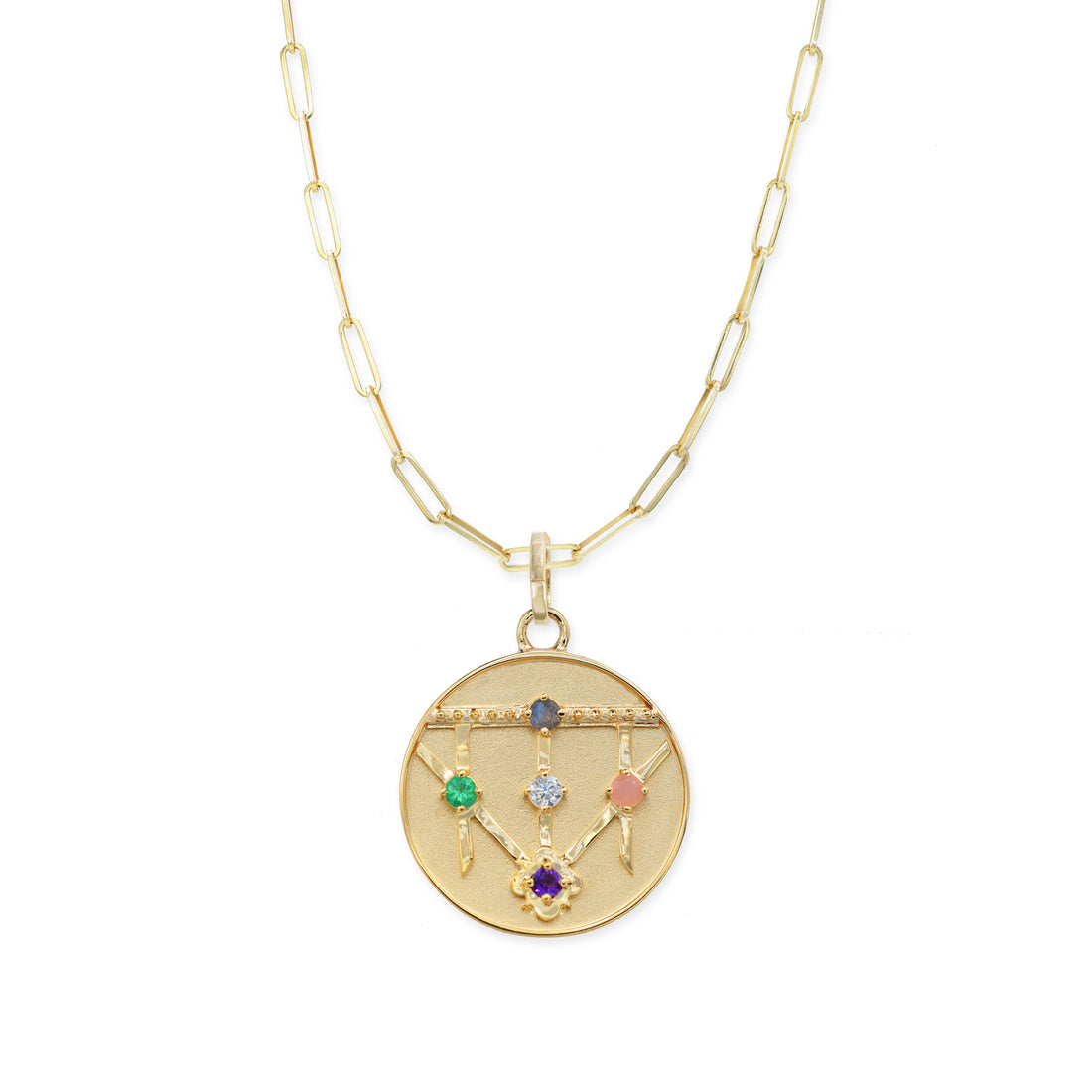 Small Lace Shield Medallion - "Love" - 4 Stones