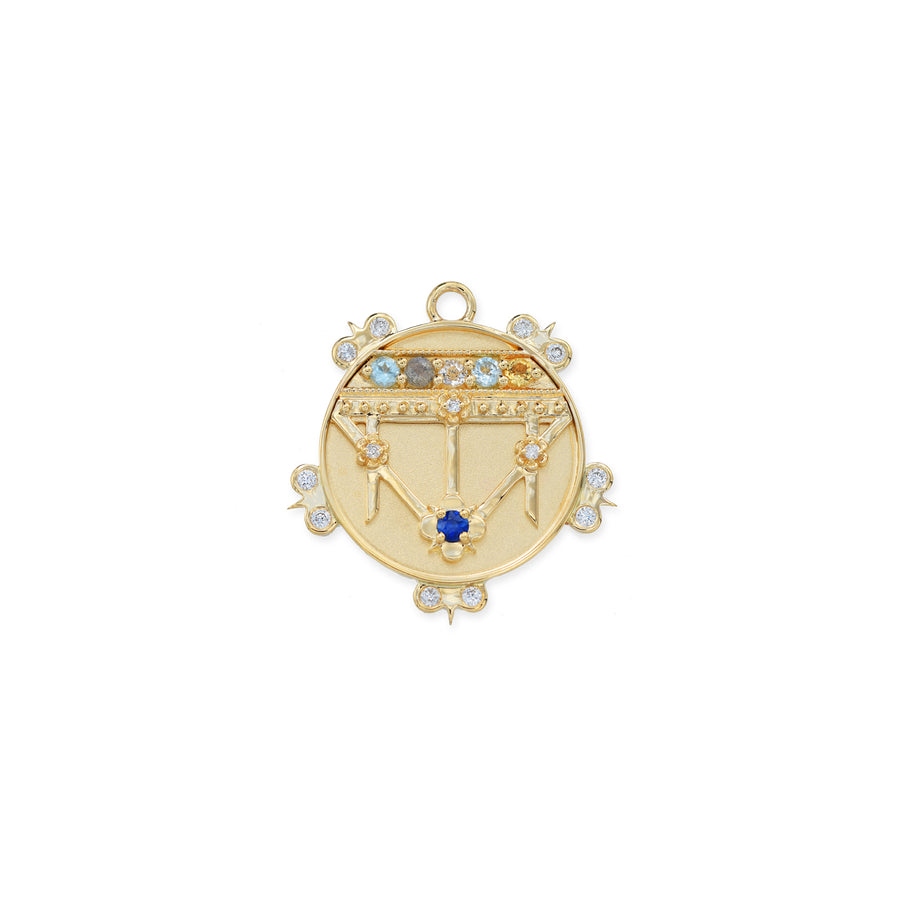 Small (18mm) Lace Shield Medallion With Florets - "Always" - 6 Stones
