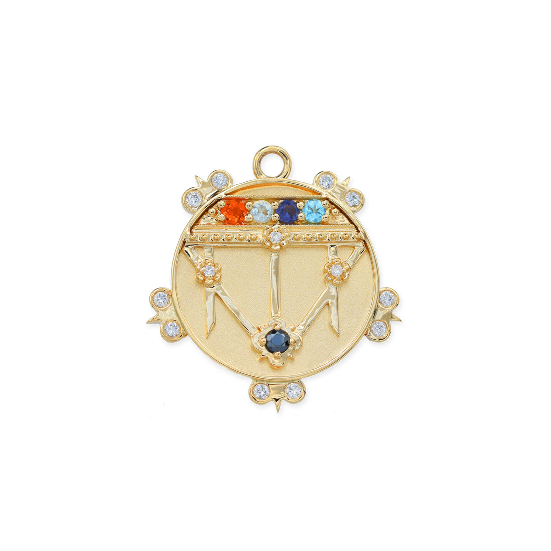 Small (18mm) Lace Shield Medallion With Florets - "Faith" - 5 Stones
