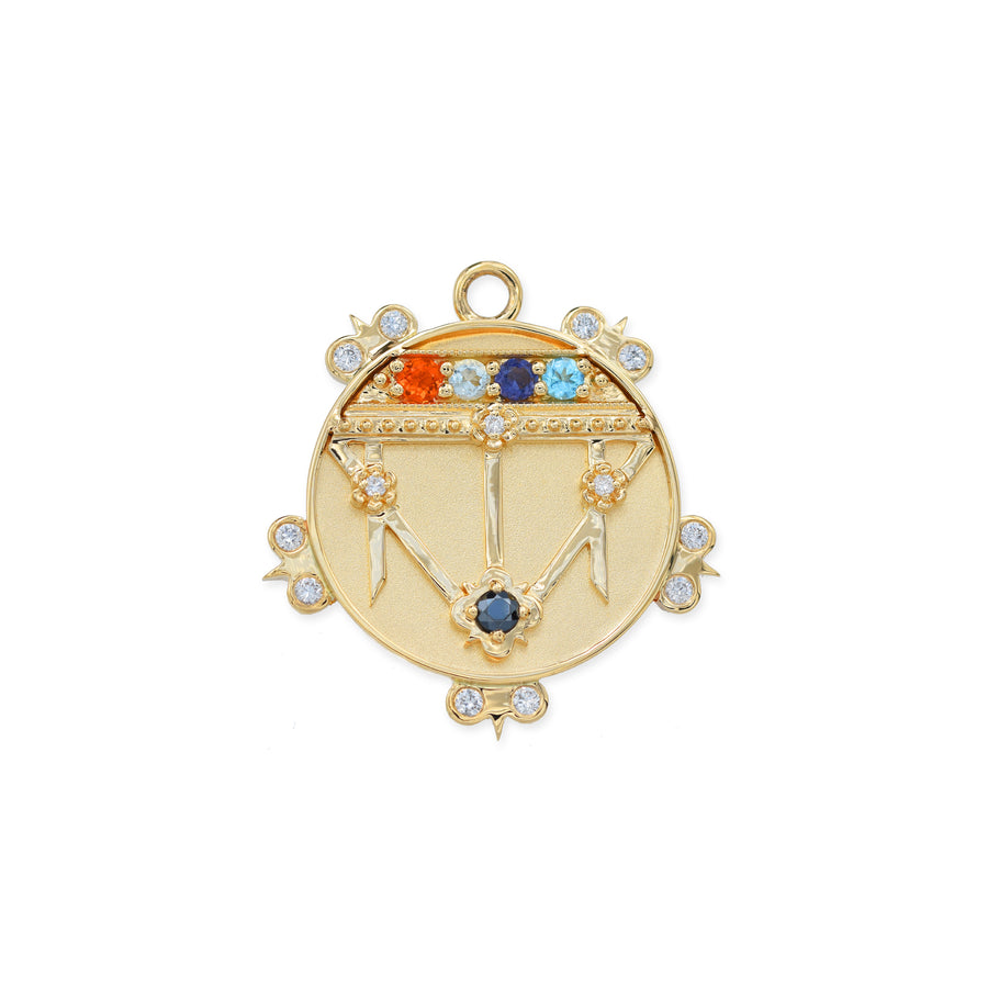 Small (18mm) Lace Shield Medallion With Florets - "Faith" - 5 Stones