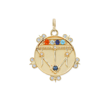 Small (18mm) Lace Shield Medallion With Florets - "Faith" - 5 Stones