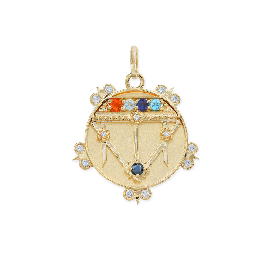 Small (18mm) Lace Shield Medallion With Florets - "Faith" - 5 Stones