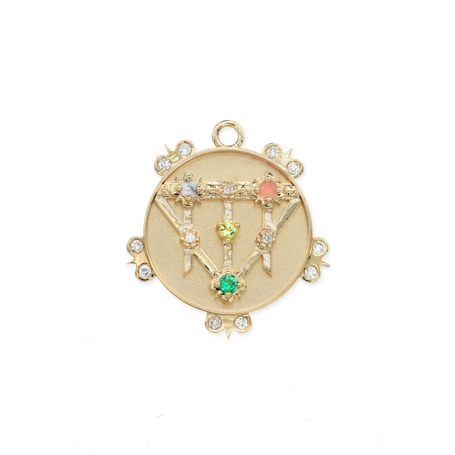 Small (18mm) Lace Shield Medallion With Florets - "Hope" - 4 Stones