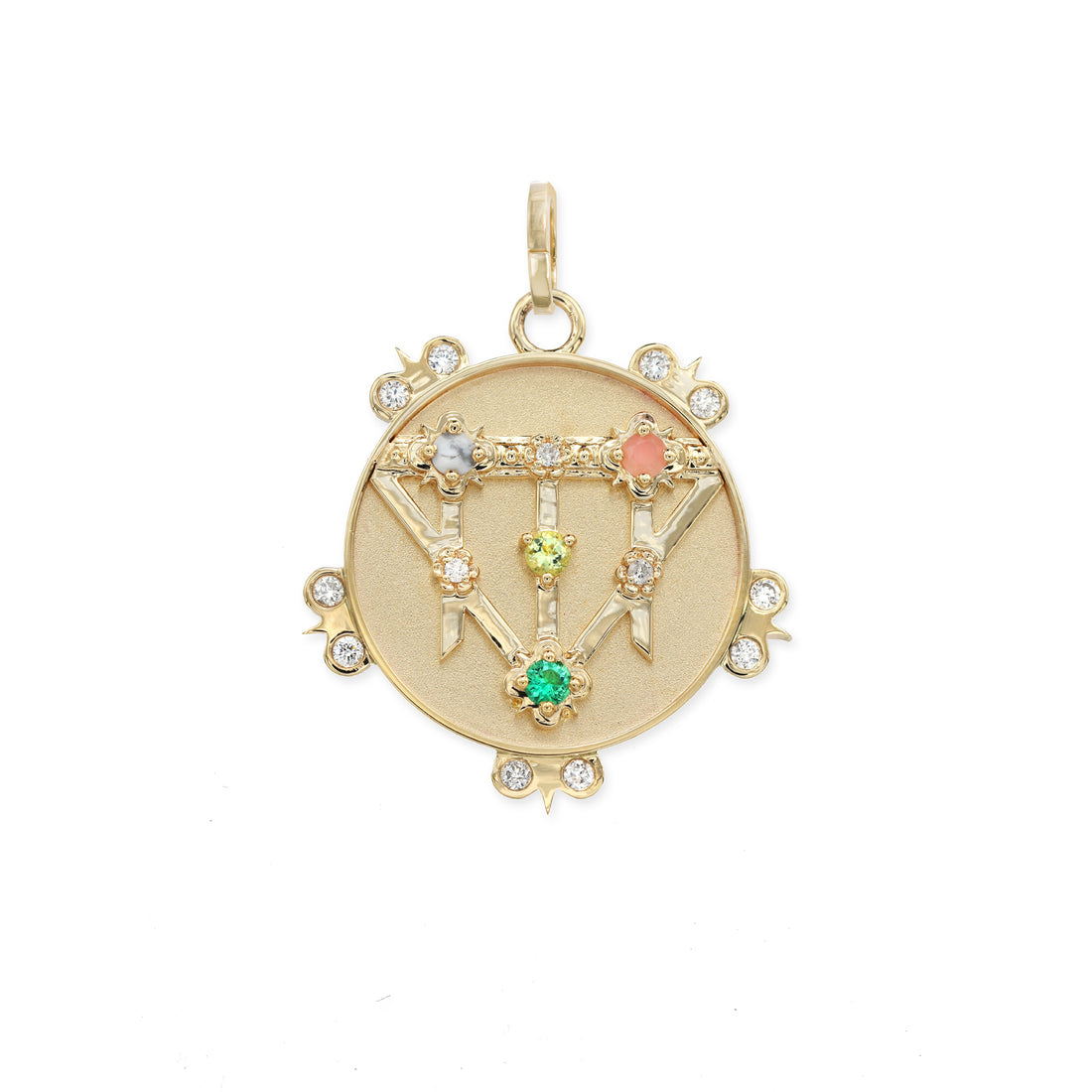 Small (18mm) Lace Shield Medallion With Florets - "Hope" - 4 Stones