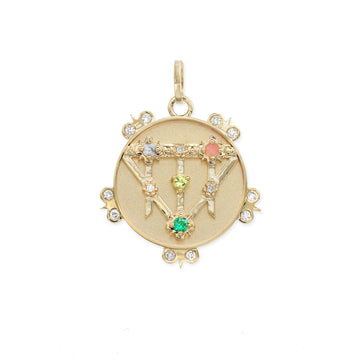 Small (18mm) Lace Shield Medallion With Florets - "Hope" - 4 Stones