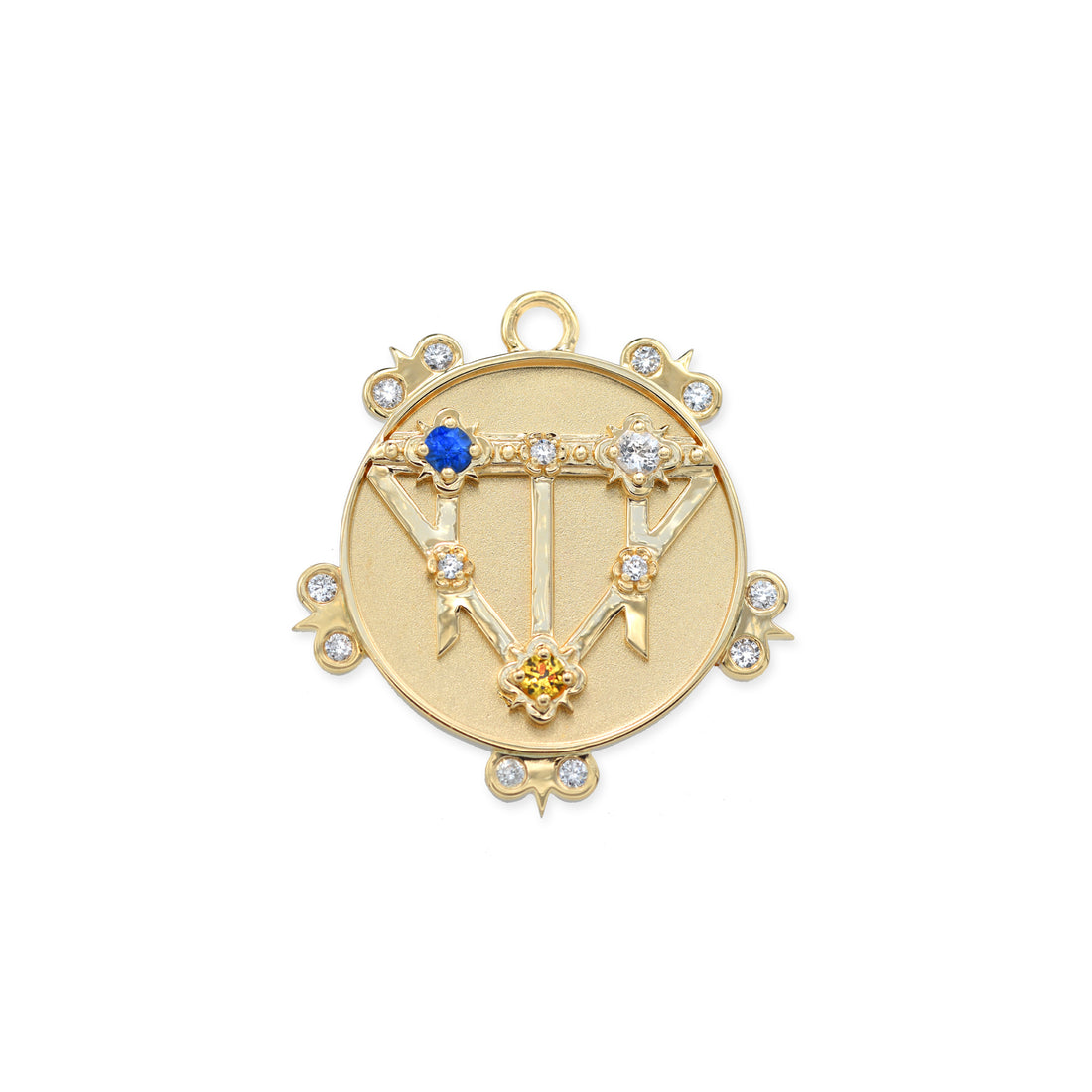 Small (18mm) Lace Shield Medallion With Florets - 3 Stones
