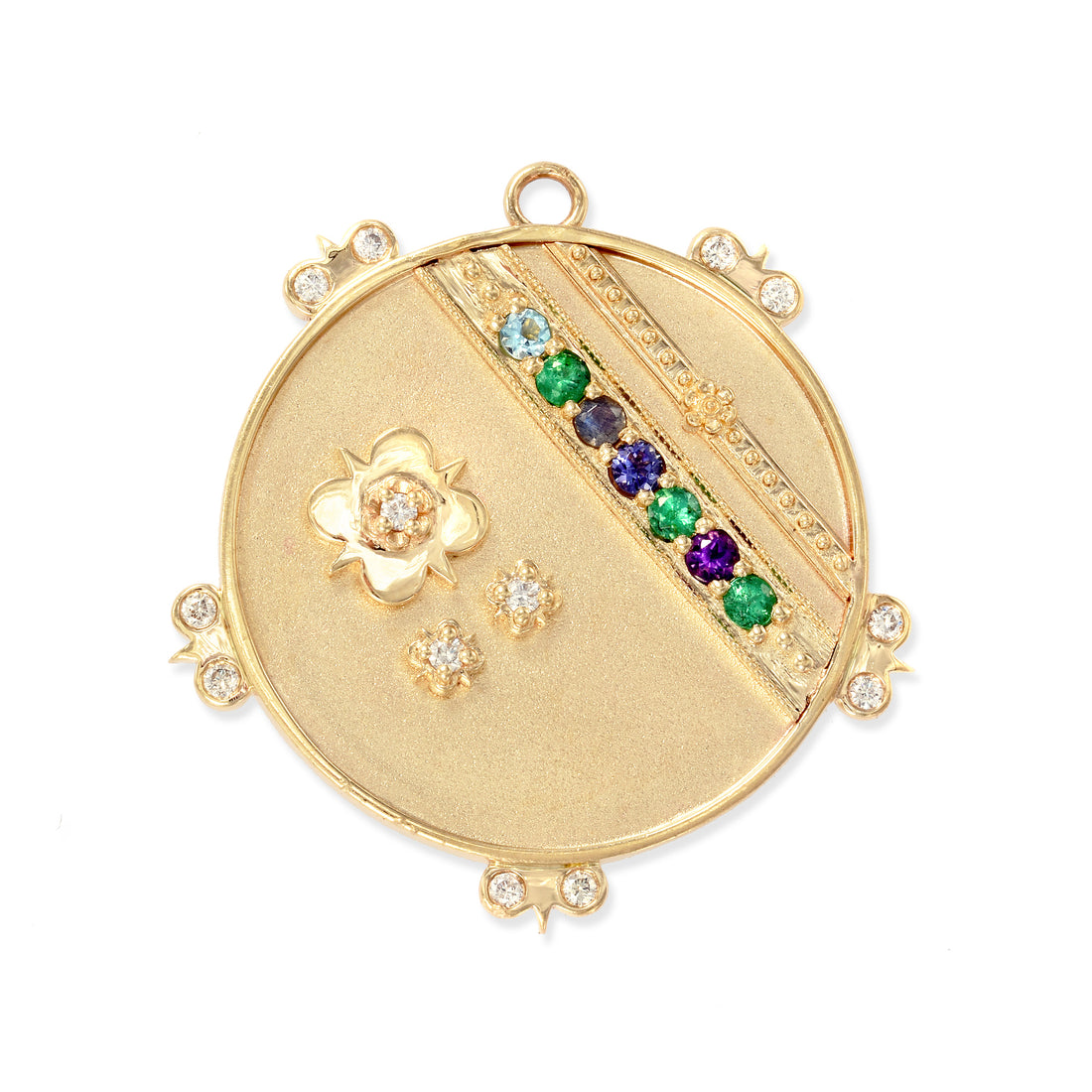 Large (25mm) Lily Medallion With Florets - 7 Stones - "Believe"