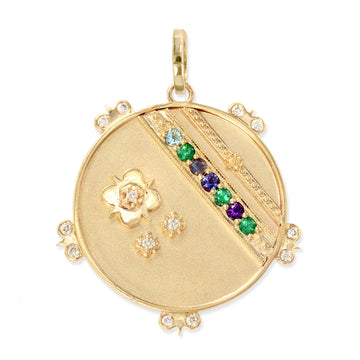 Large (25mm) Lily Medallion With Florets - 7 Stones - "Believe"