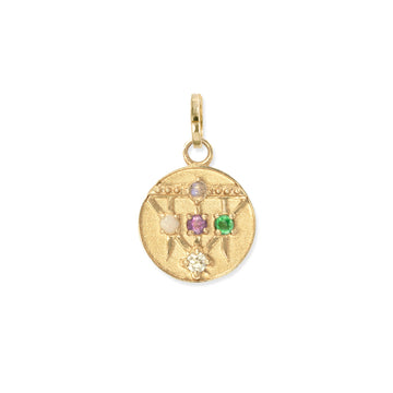 Mini Lace Shield Medallion - "Loved" - 5 Stones