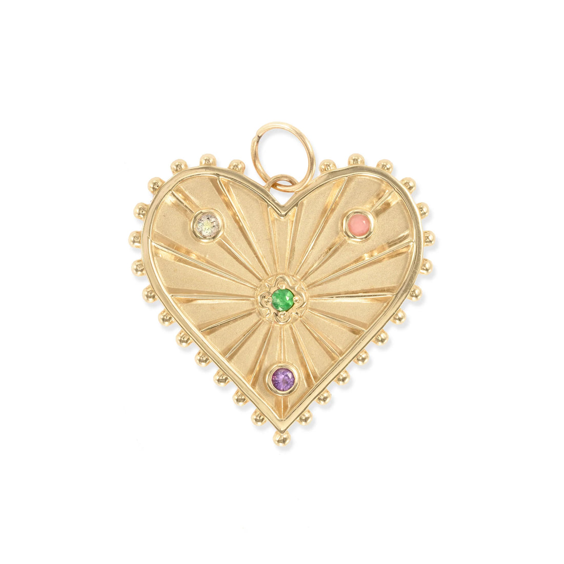 Large (25mm) Beaded Radiant Heart Gemstone Medallion "Love"