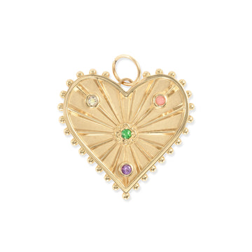 Large (25mm) Beaded Radiant Heart Gemstone Medallion "Love"