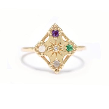 Harmony Gemstone Ring - "Love" Message - White Opal - 4 Stones