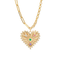 Small Beaded Radiant Heart Gemstone Medallion "Love"